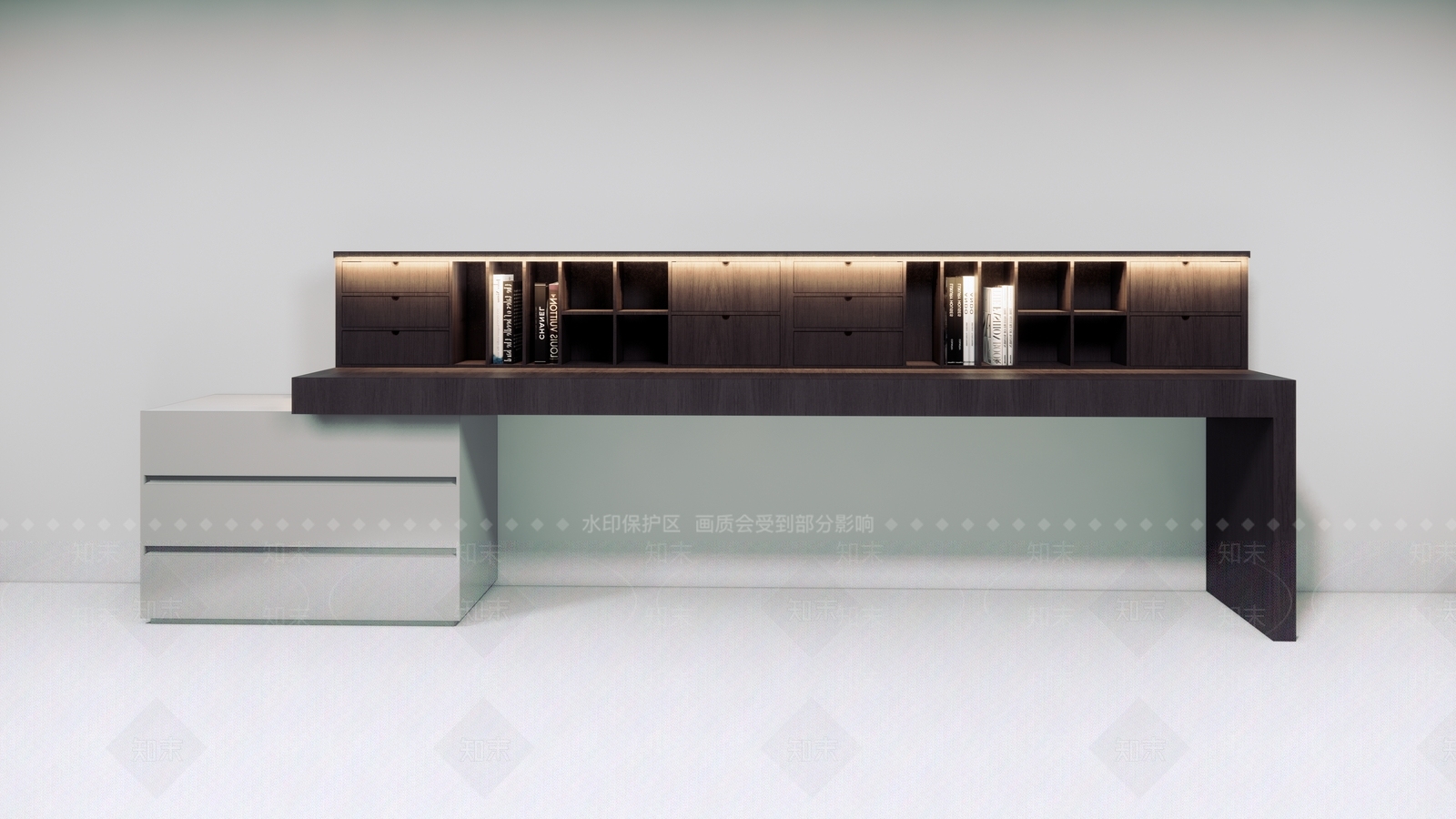 现代风格书桌SU模型下载【ID:674397710】