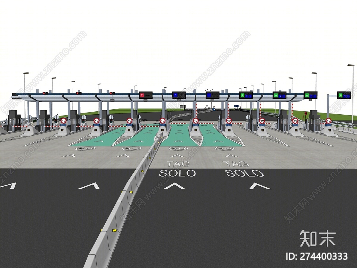 现代风格收费站SU模型下载【ID:274400333】