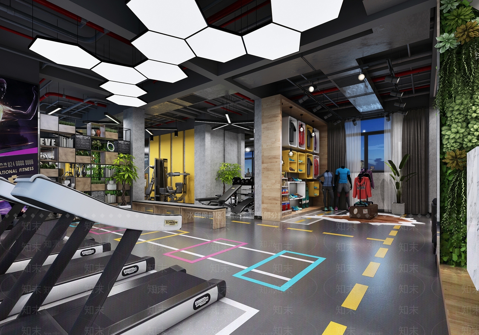 工业风健身房3D模型下载【ID:674420449】