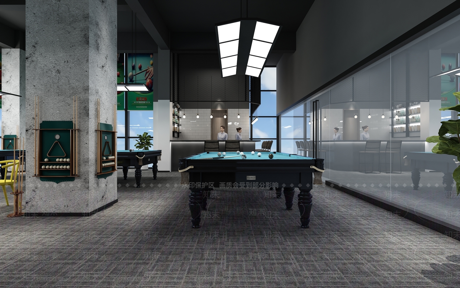 工业风台球室3D模型下载【ID:974423932】