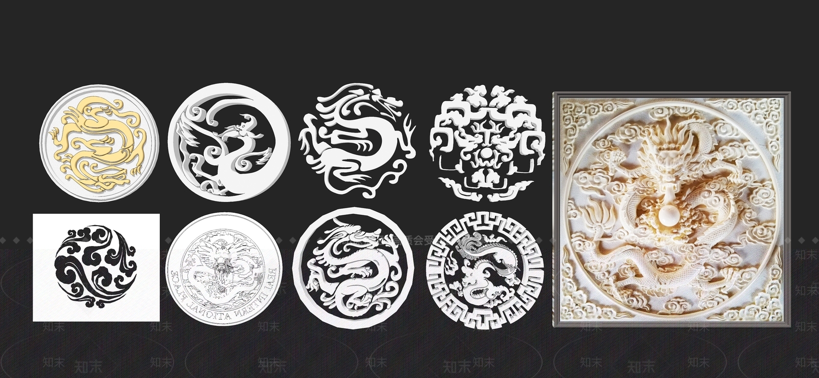 现代风格龙纹雕花SU模型下载【ID:474433282】