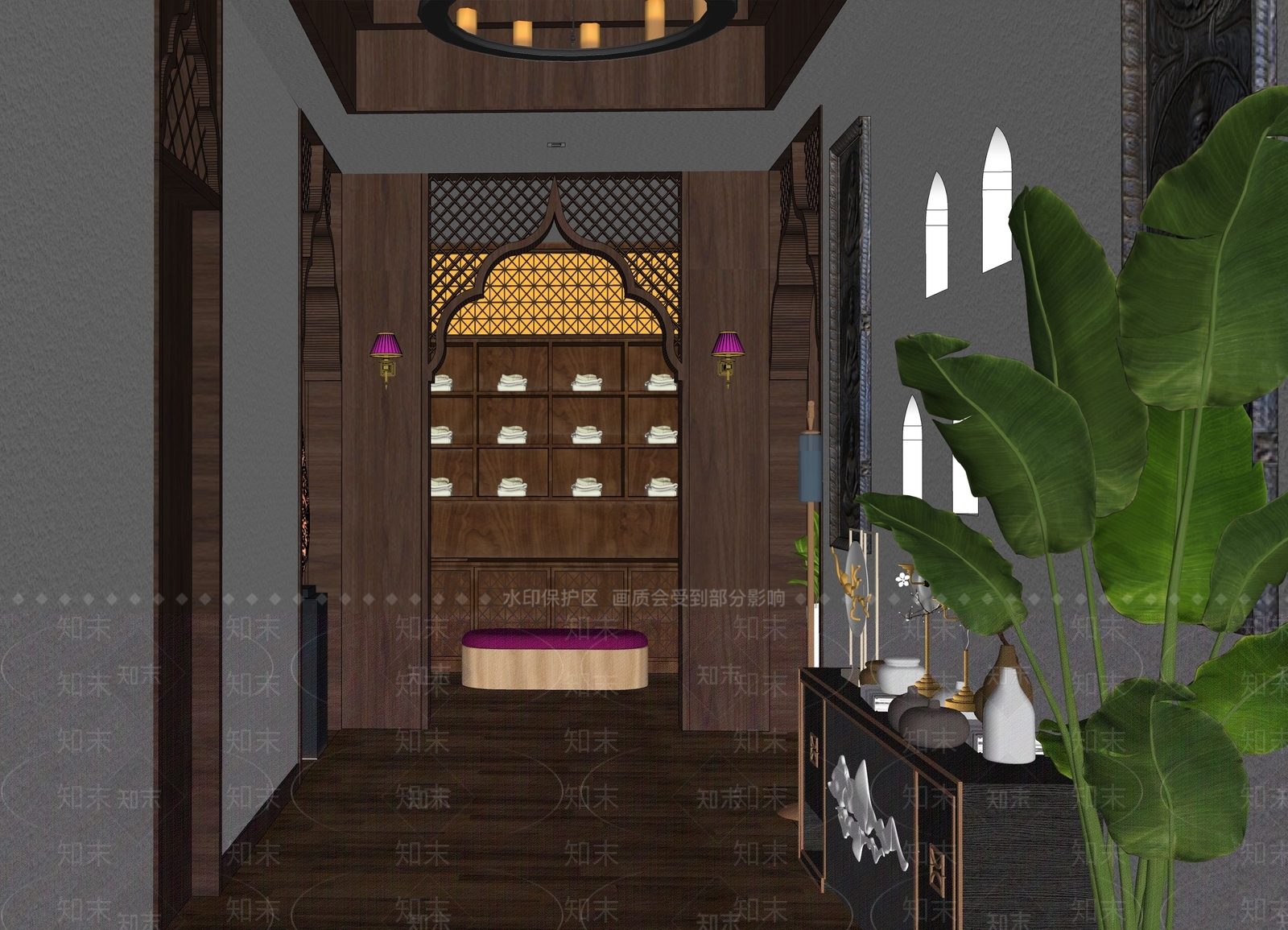 东南亚风格SPA会所SU模型下载【ID:774440607】