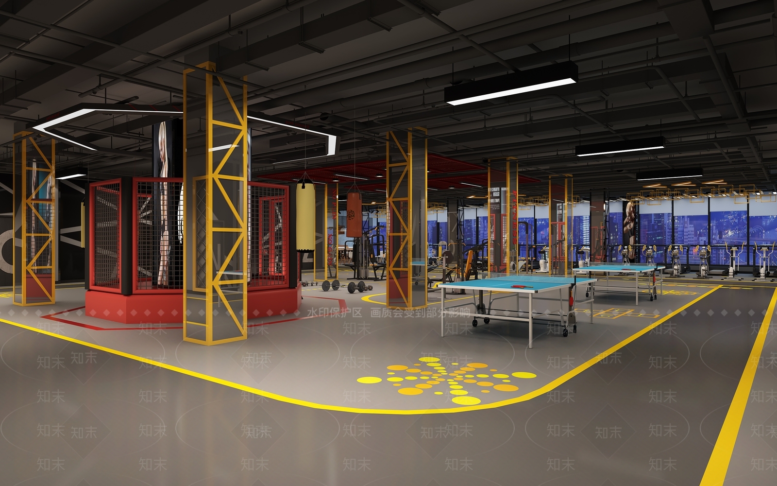 工业风健身房3D模型下载【ID:974442978】