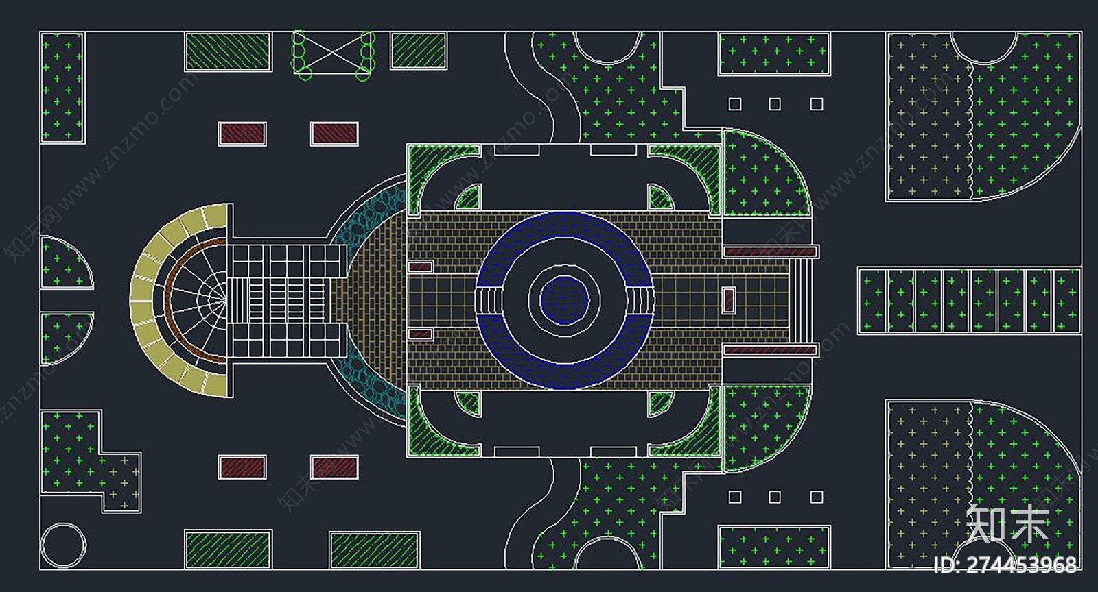 广场绿化设计cad施工图下载【ID:274453968】