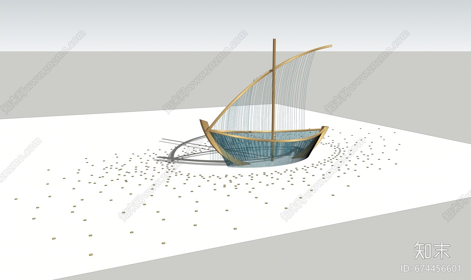 现代风格船雕塑SU模型下载【ID:674456601】