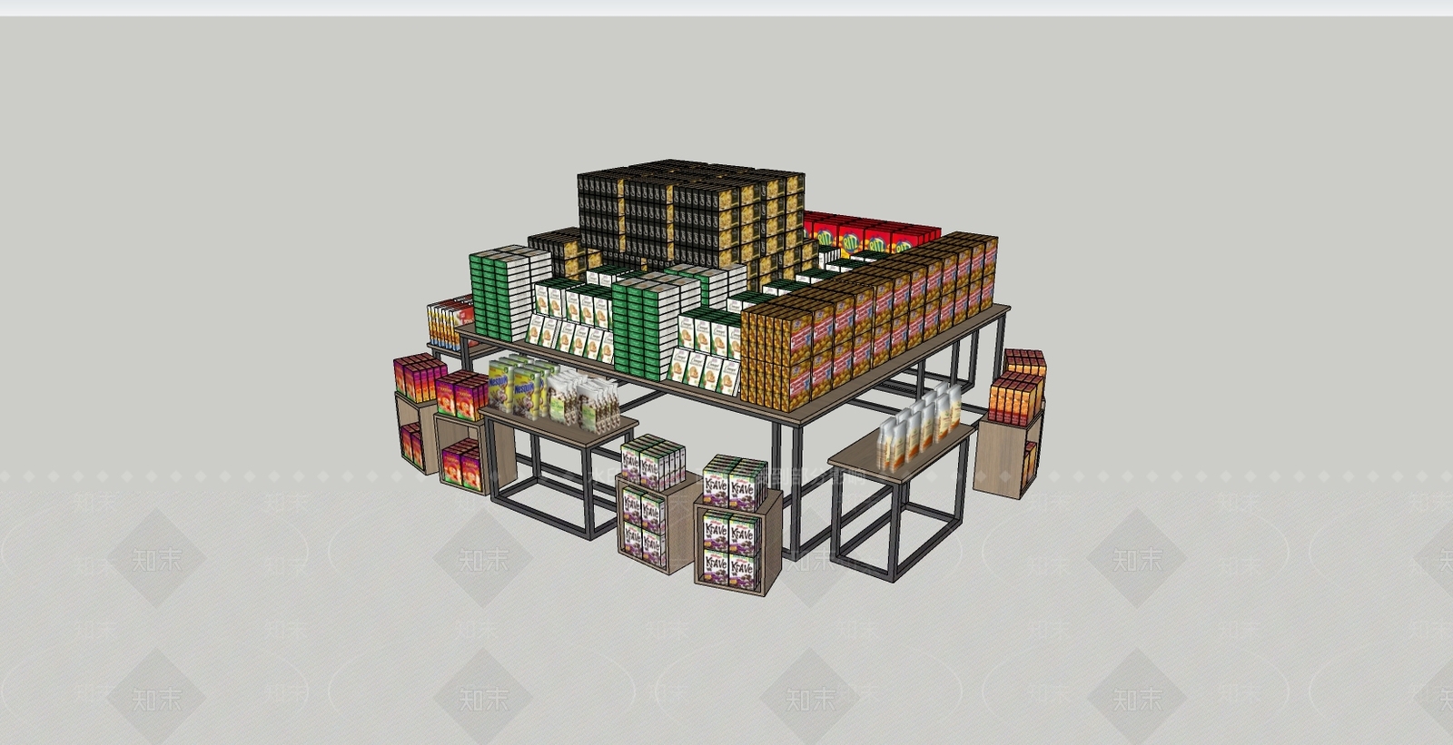 现代商场超市货架SU模型下载【ID:874473368】