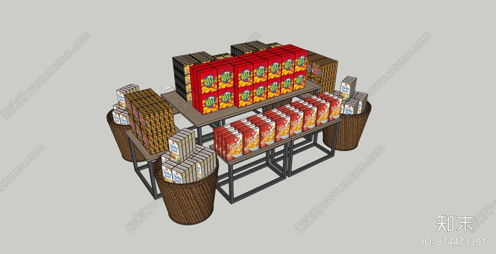 现代商场超市货架SU模型下载【ID:874473391】