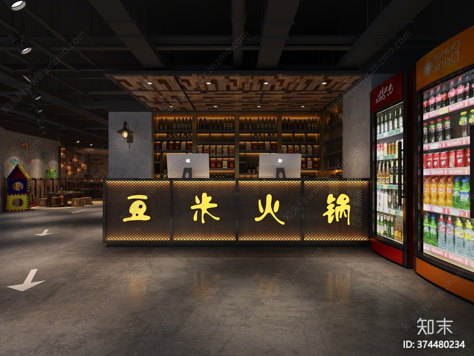 工业风火锅店3D模型下载【ID:374480234】