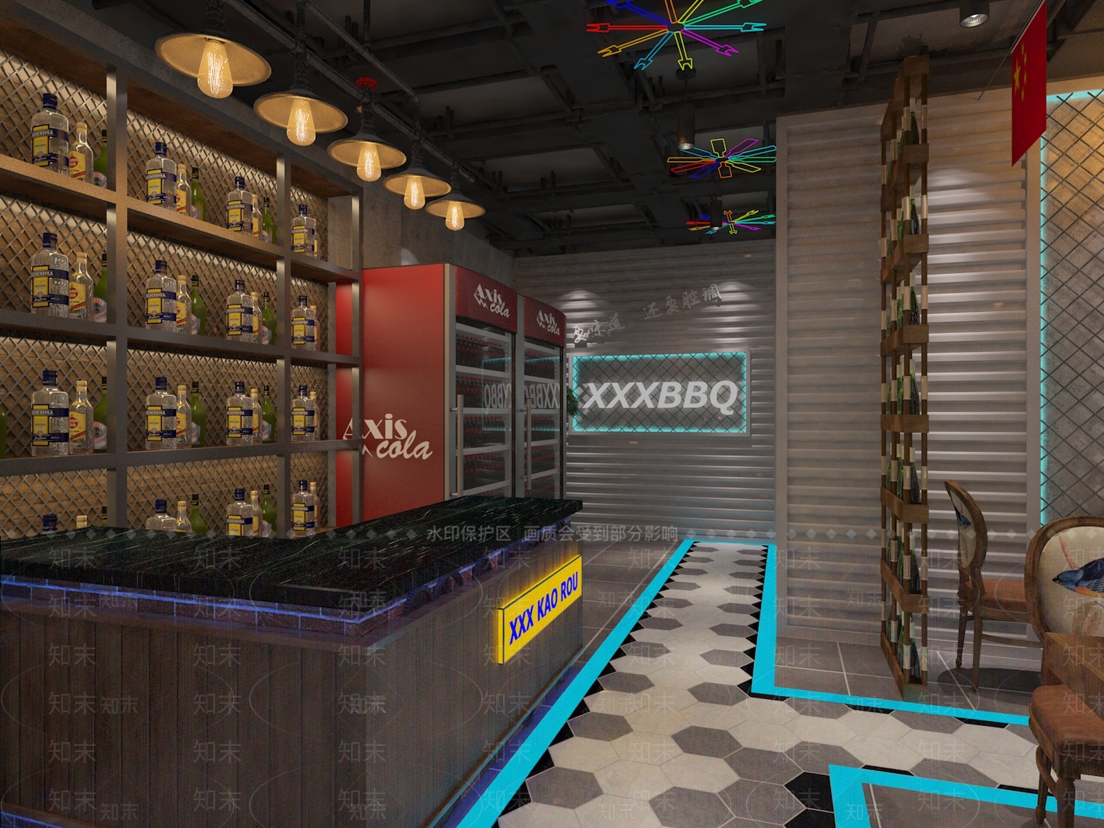 工业风烤肉店3D模型下载【ID:774483876】