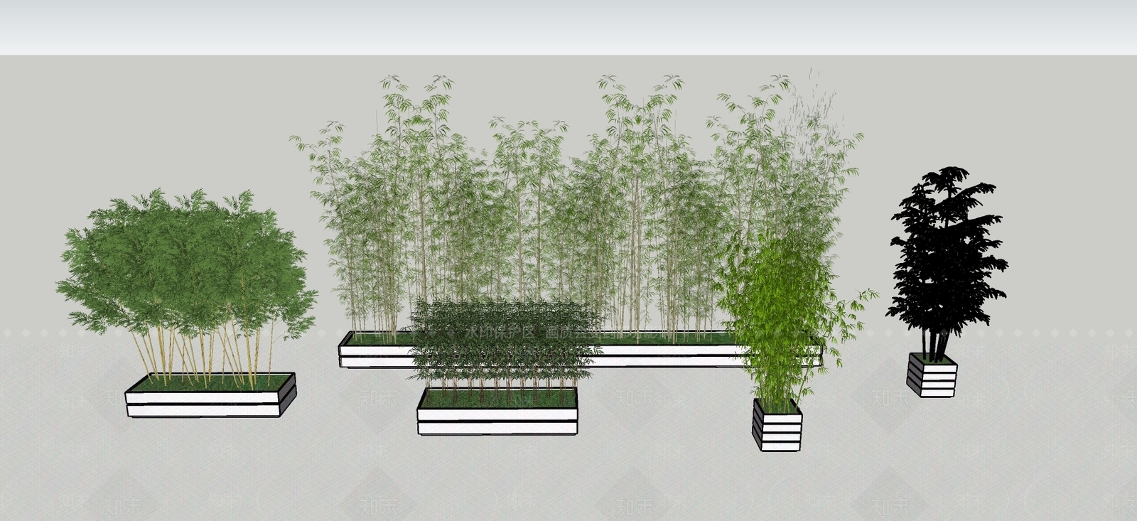 现代风格竹子SU模型下载【ID:174612775】