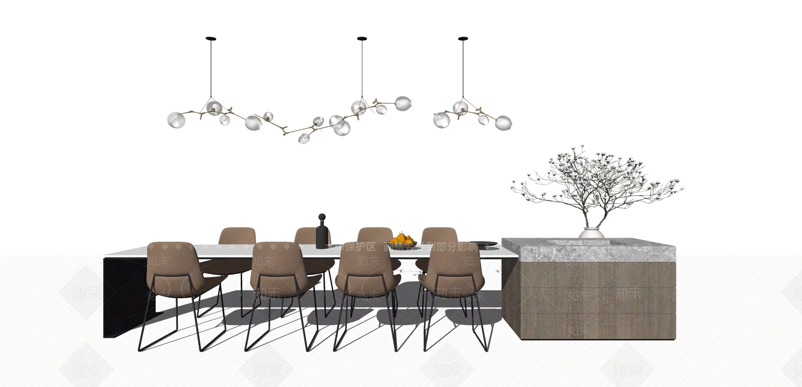 现代风格餐桌椅SU模型下载【ID:774534726】