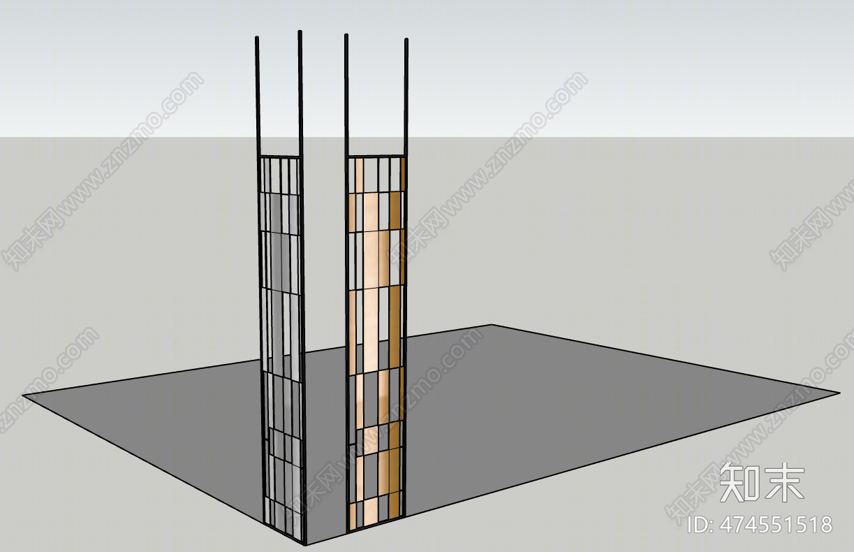 现代金属隔断SU模型下载【ID:474551518】