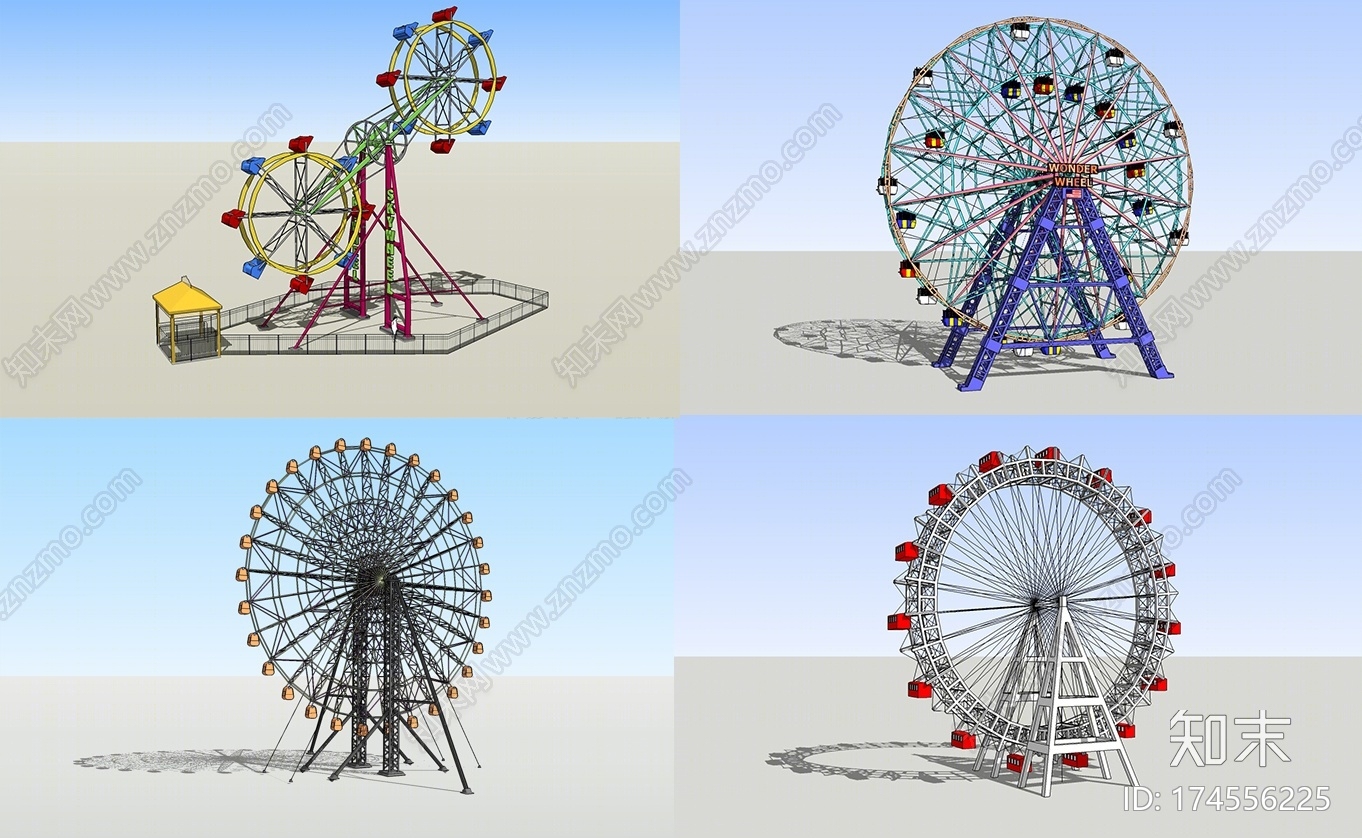 现代游乐设施SU模型下载【ID:174556225】