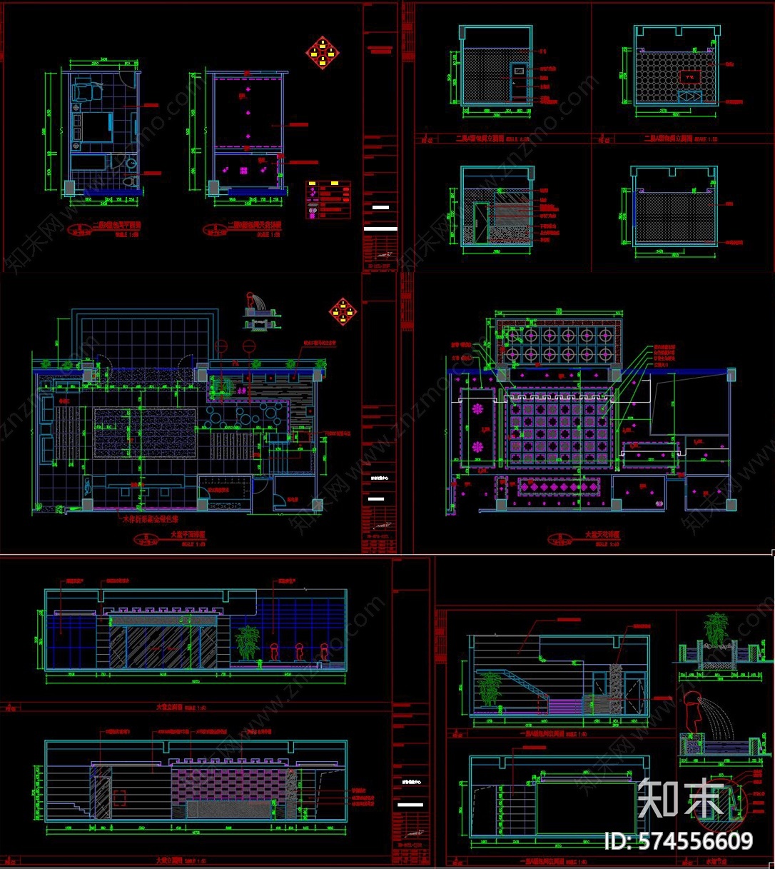 足浴店cad施工图下载【ID:574556609】