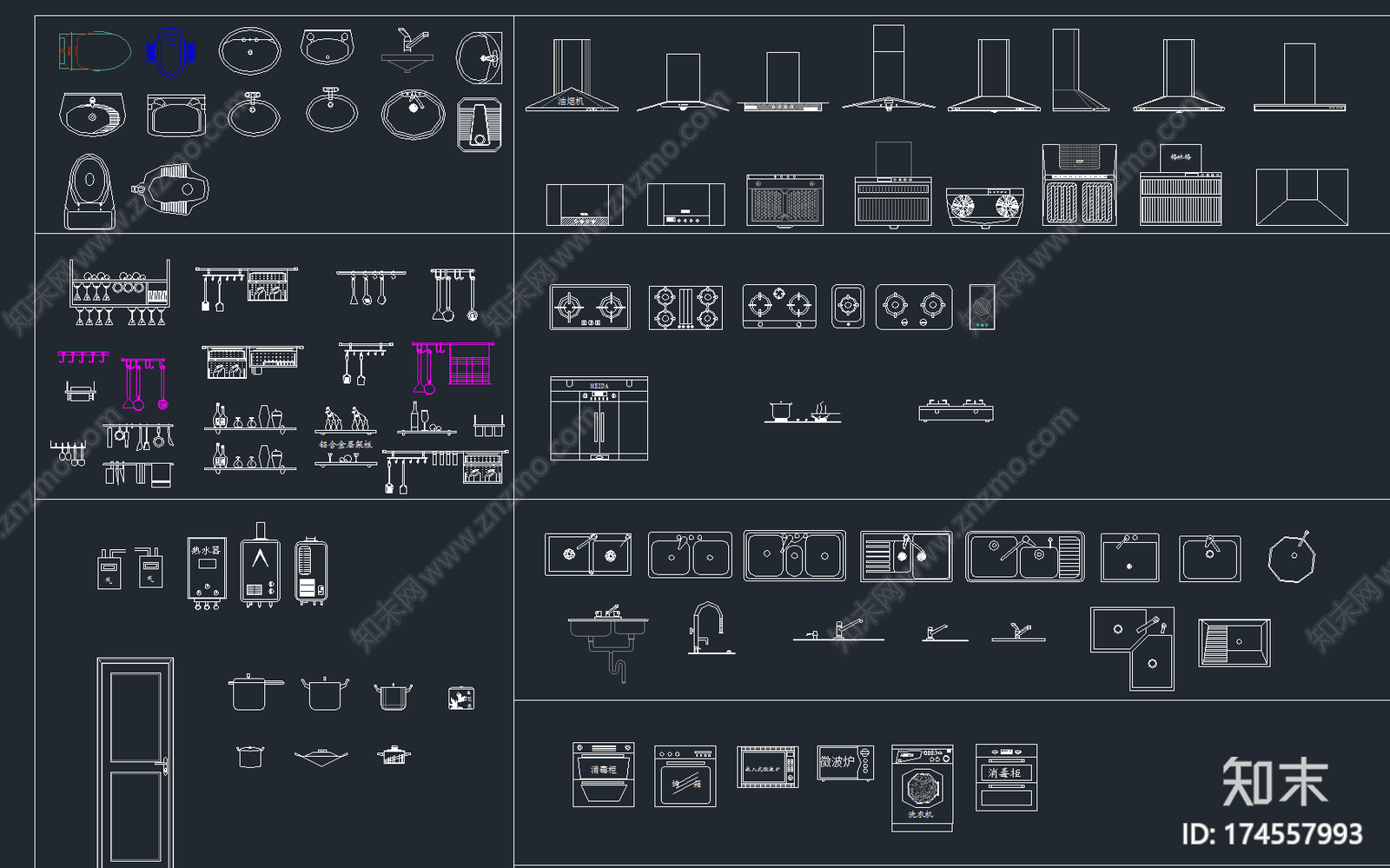 厨房用具图块施工图下载【ID:174557993】