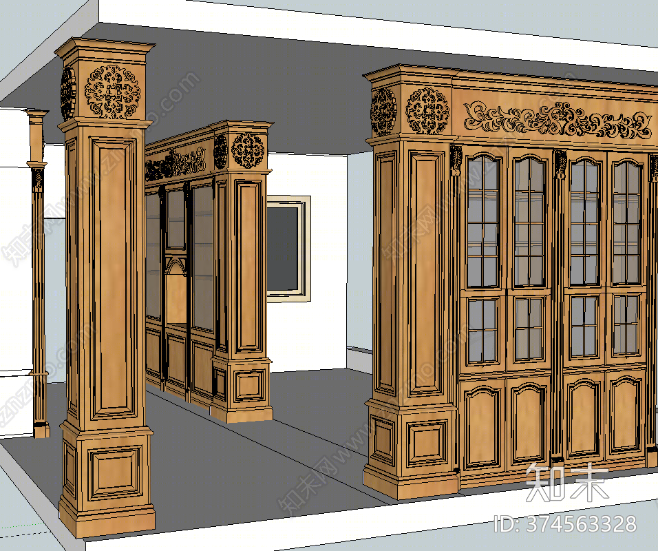 欧式风格展柜SU模型下载【ID:374563328】