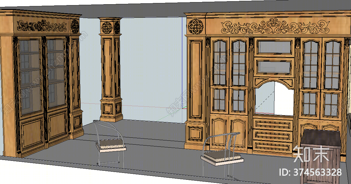 欧式风格展柜SU模型下载【ID:374563328】