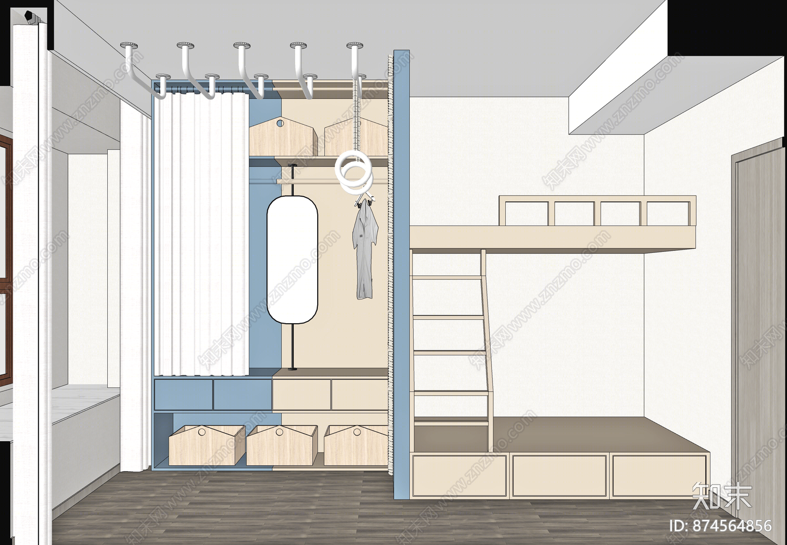 现代风格儿童房SU模型下载【ID:874564856】