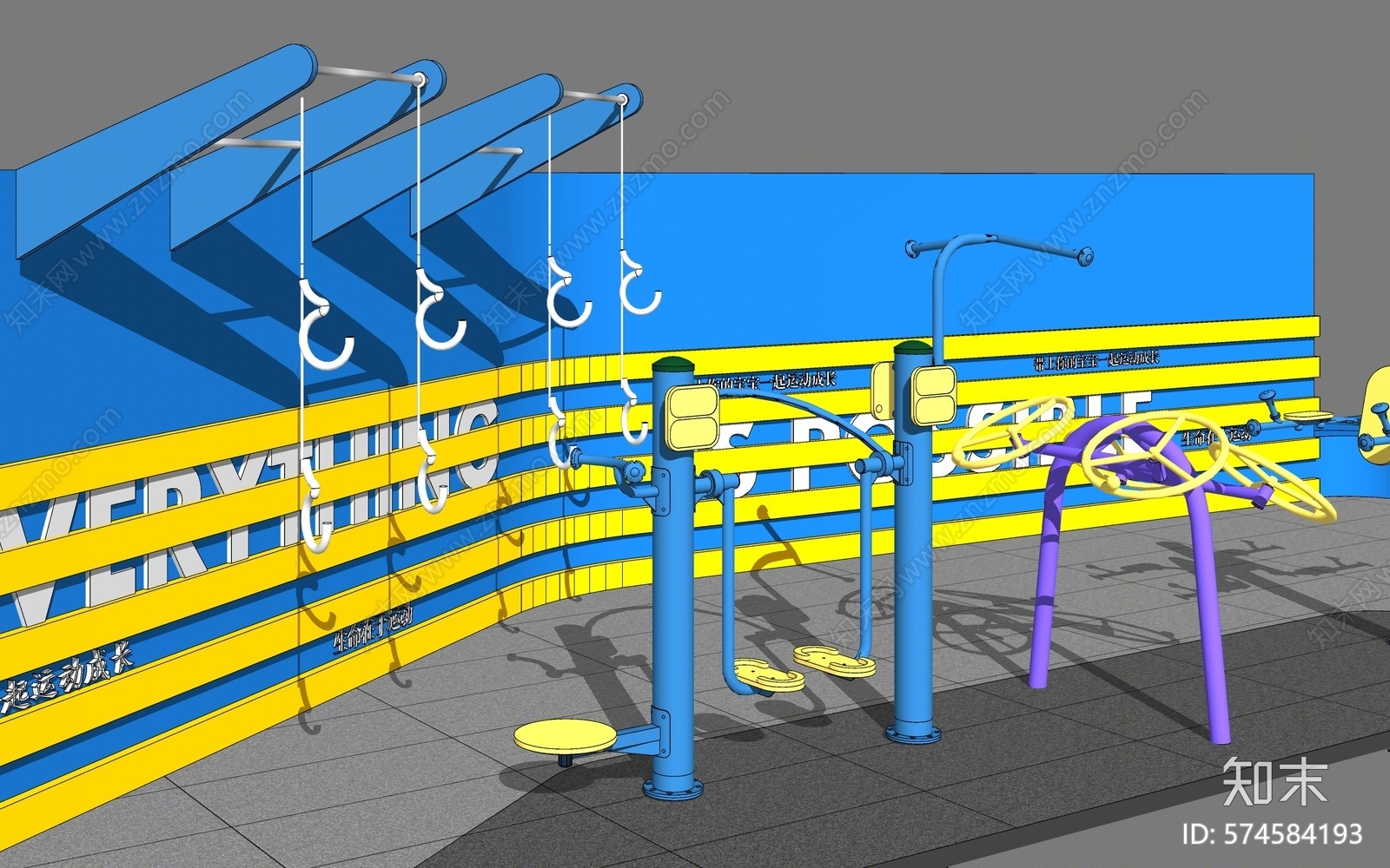 现代风格运动器材组合SU模型下载【ID:574584193】