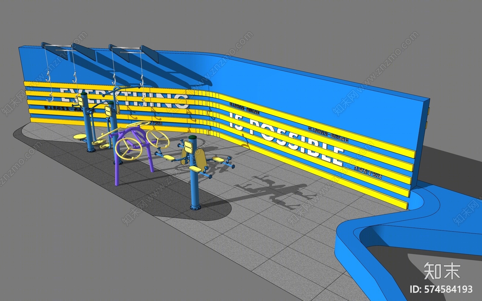 现代风格运动器材组合SU模型下载【ID:574584193】