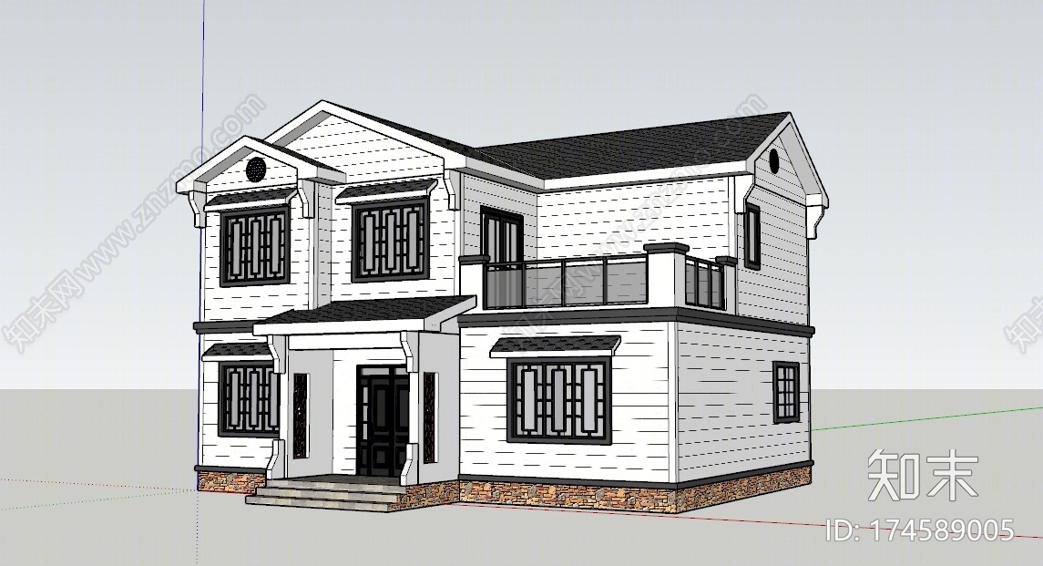 现代风格乡村民房SU模型下载【ID:174589005】