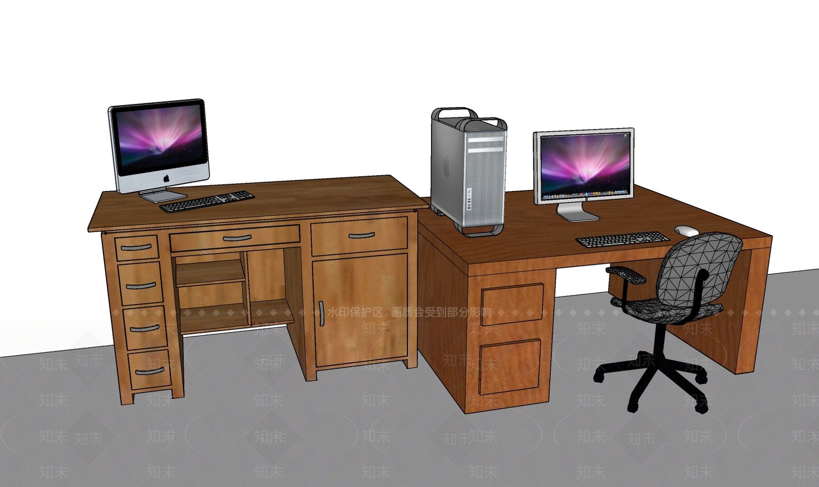 现代风格书桌SU模型下载【ID:174610785】