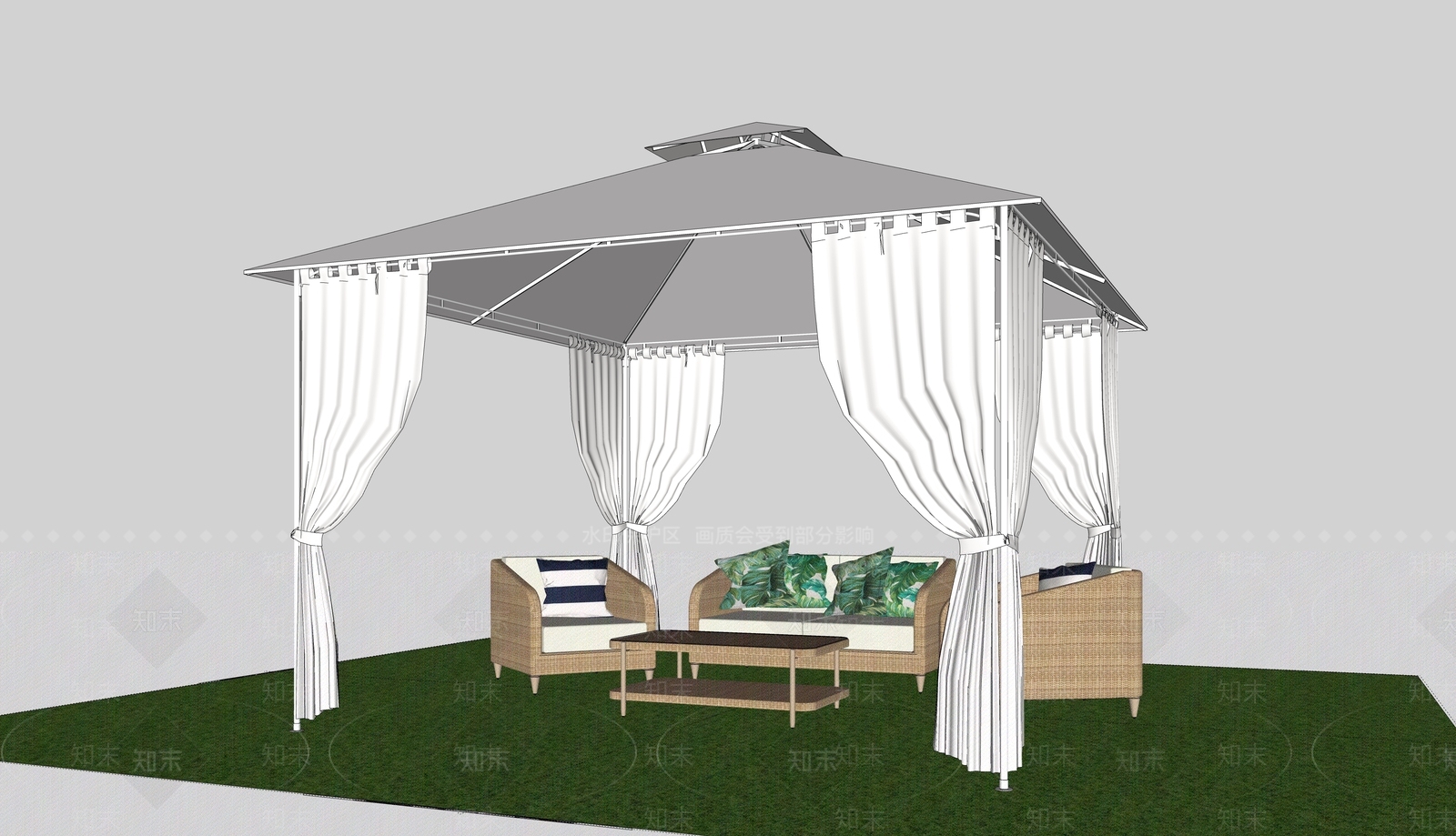 现代风格遮阳伞SU模型下载【ID:274613838】