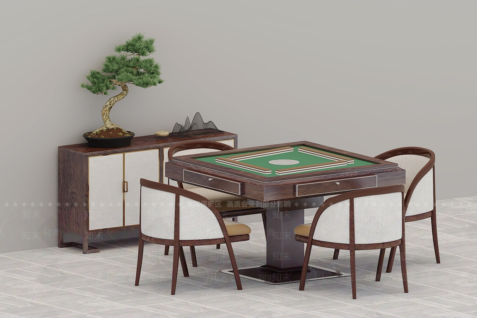 新中式休闲桌椅组合3D模型下载【ID:174614206】