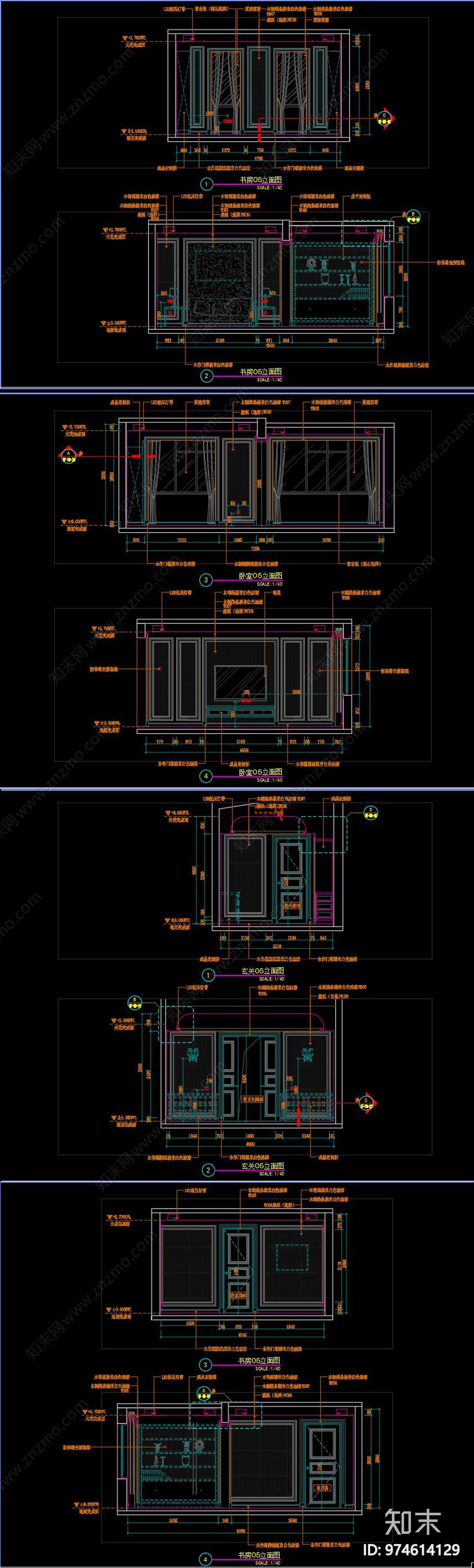 全套别墅大宅cad施工图下载【ID:974614129】