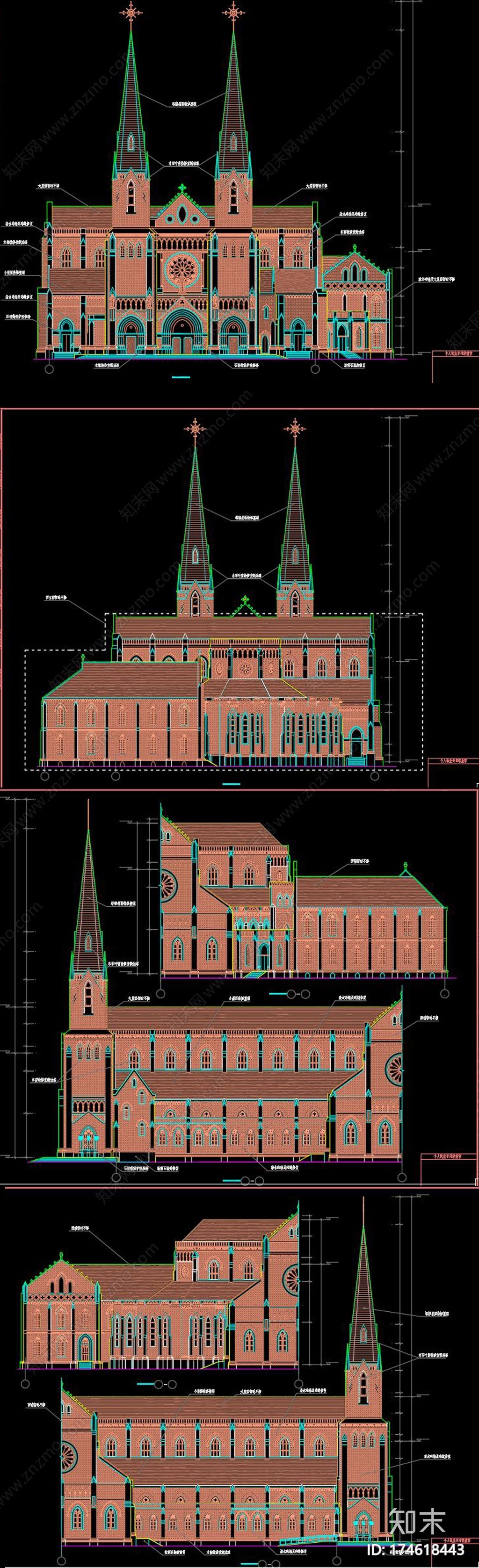 天主教堂CAD图纸施工图下载【ID:174618443】