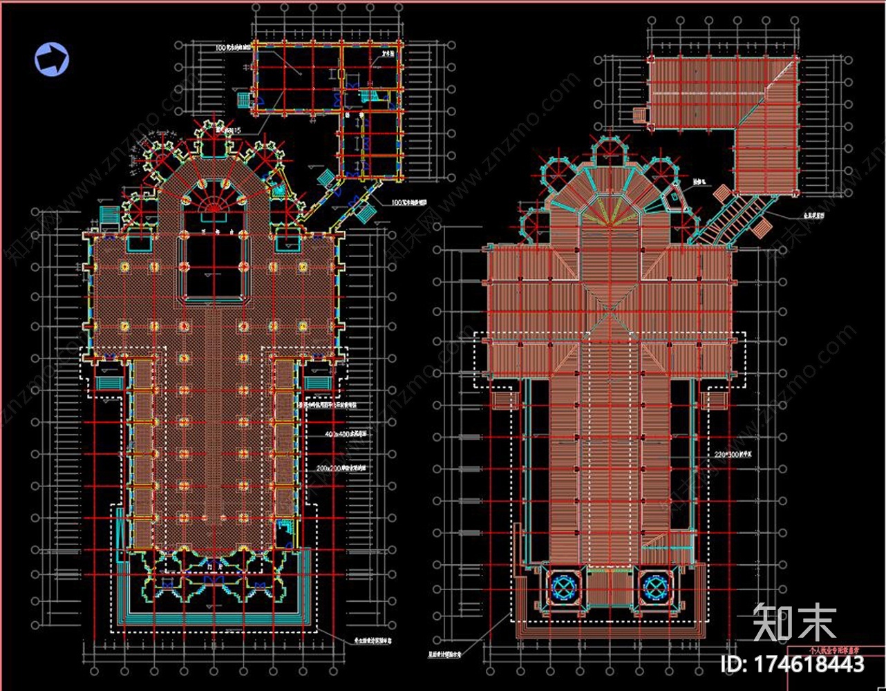 天主教堂CAD图纸施工图下载【ID:174618443】