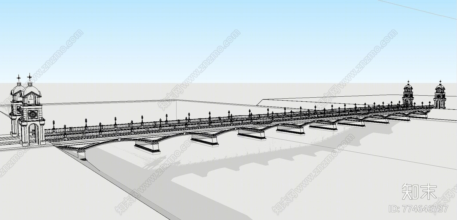 欧式风格桥SU模型下载【ID:774646737】