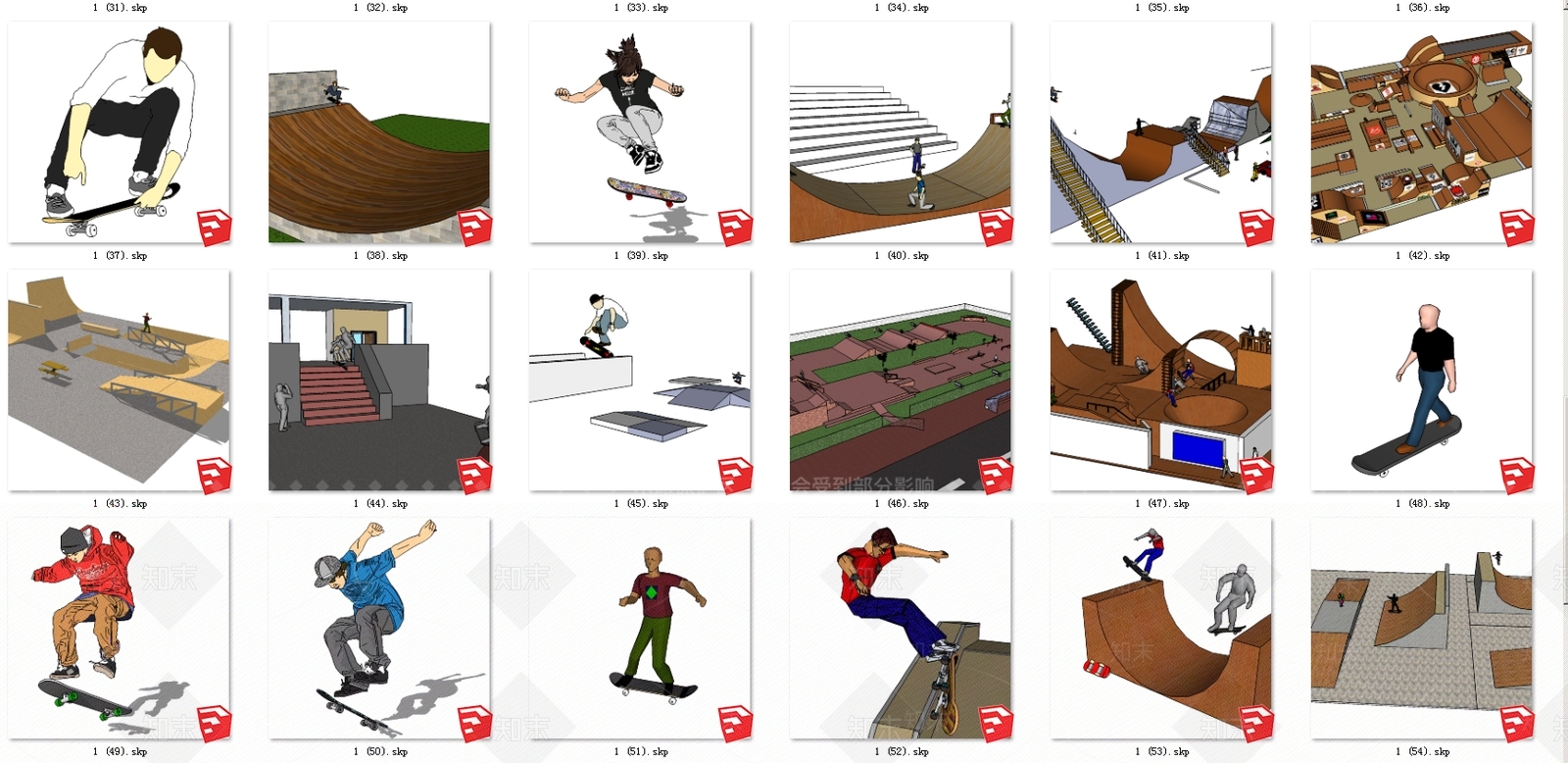 现代风格滑板运动场SU模型下载【ID:374650302】