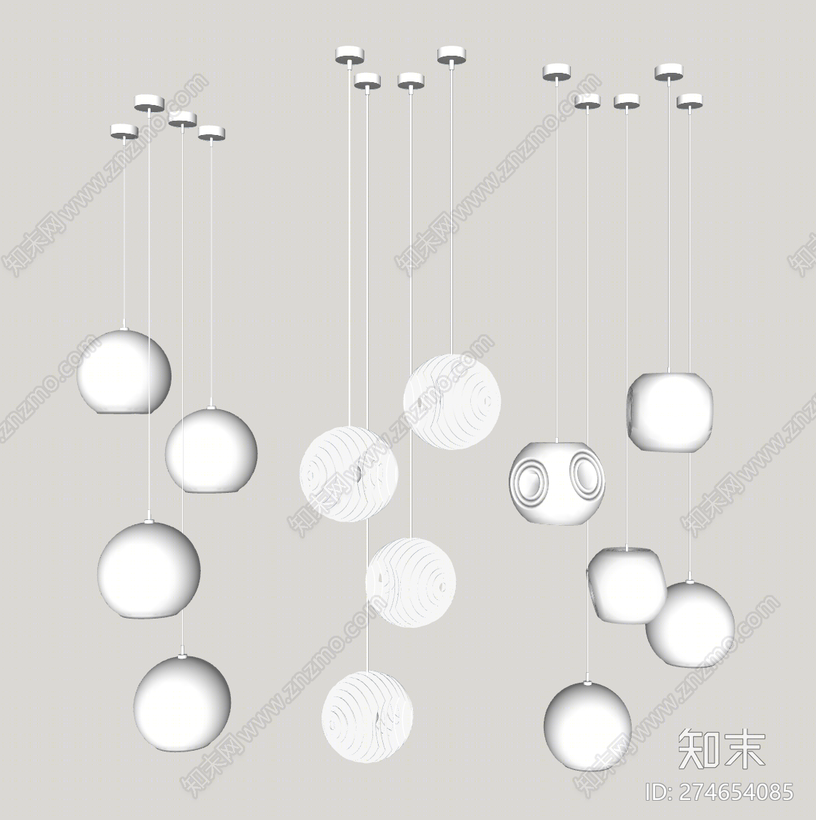 现代风格灯具组合SU模型下载【ID:274654085】