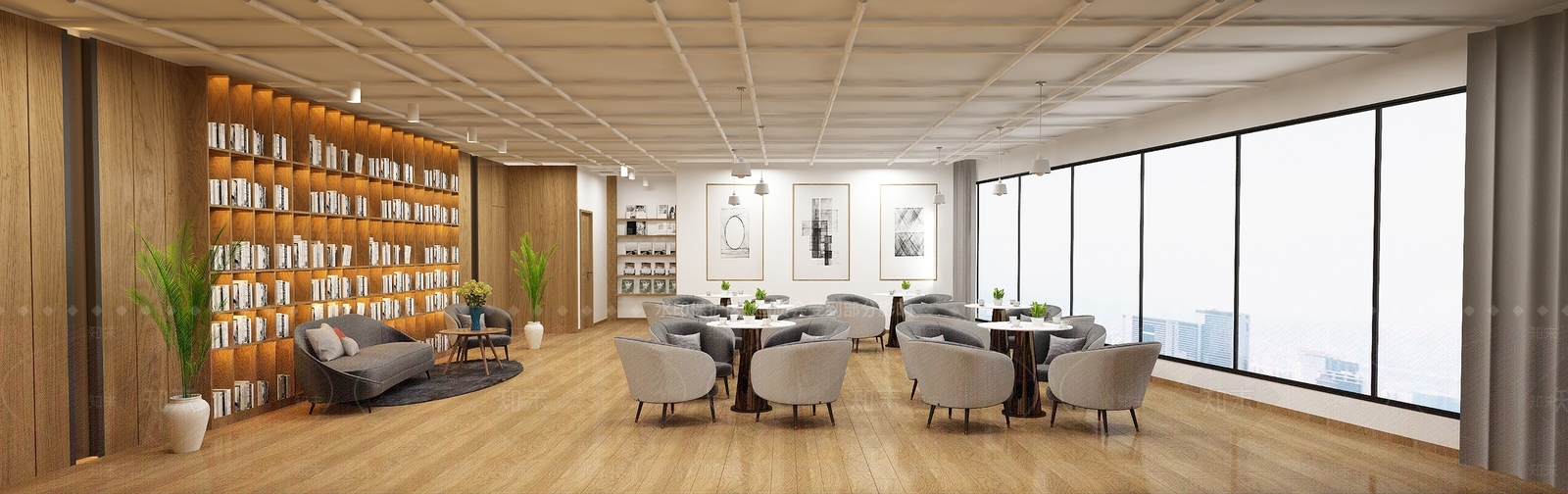 现代阅览室3D模型下载【ID:974657926】
