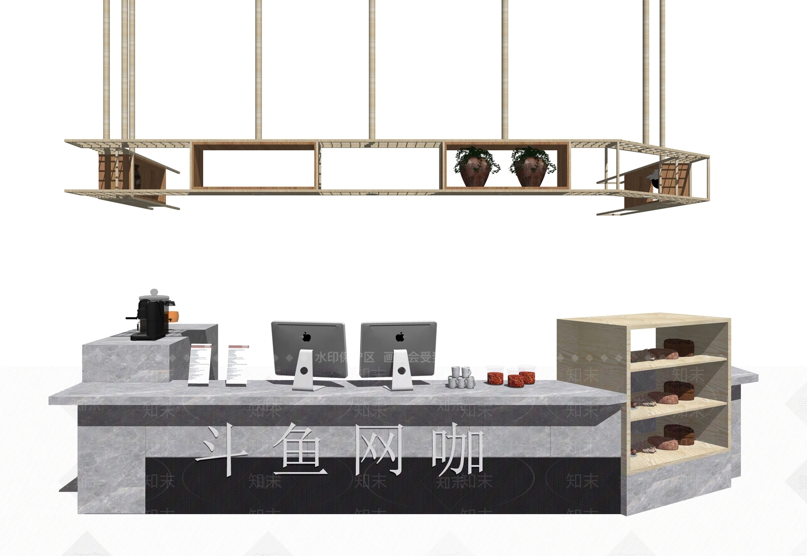 现代风格收银台SU模型下载【ID:974663673】