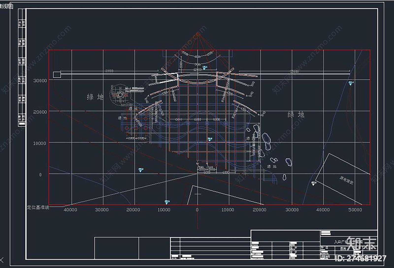 入口广场cad施工图下载【ID:274681927】