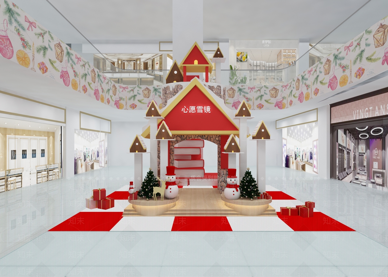 现代商场圣诞展区3D模型下载【ID:374681430】