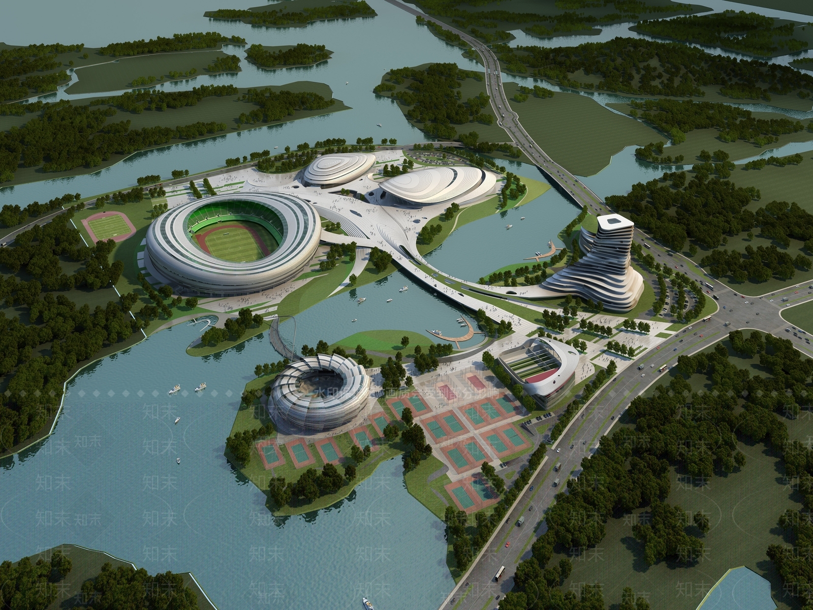 现代体育场馆3D模型下载【ID:974686013】