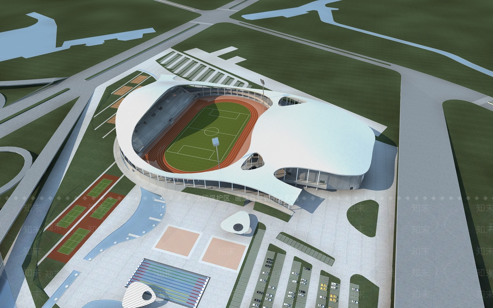 现代体育场馆3D模型下载【ID:974687032】