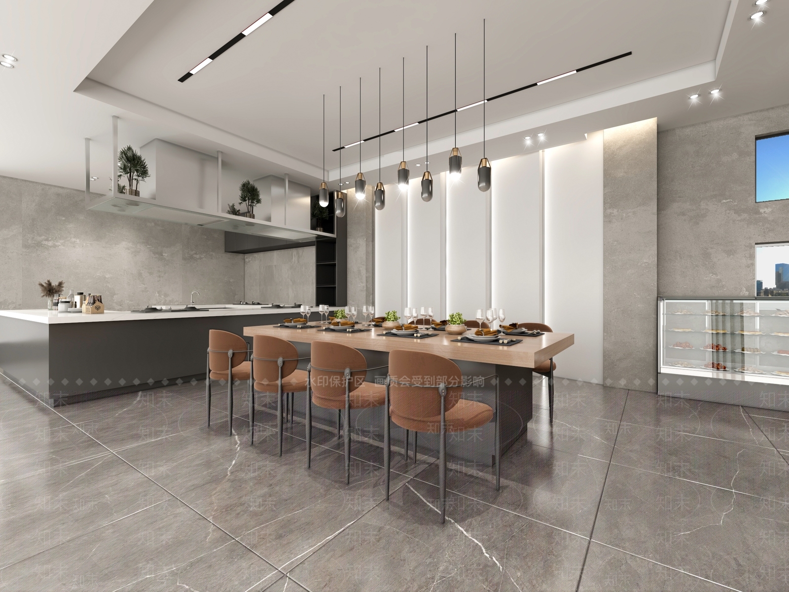 现代工装餐厅3D模型下载【ID:274722984】