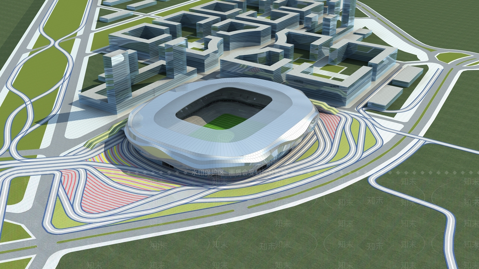 现代体育场馆外观3D模型下载【ID:974736079】