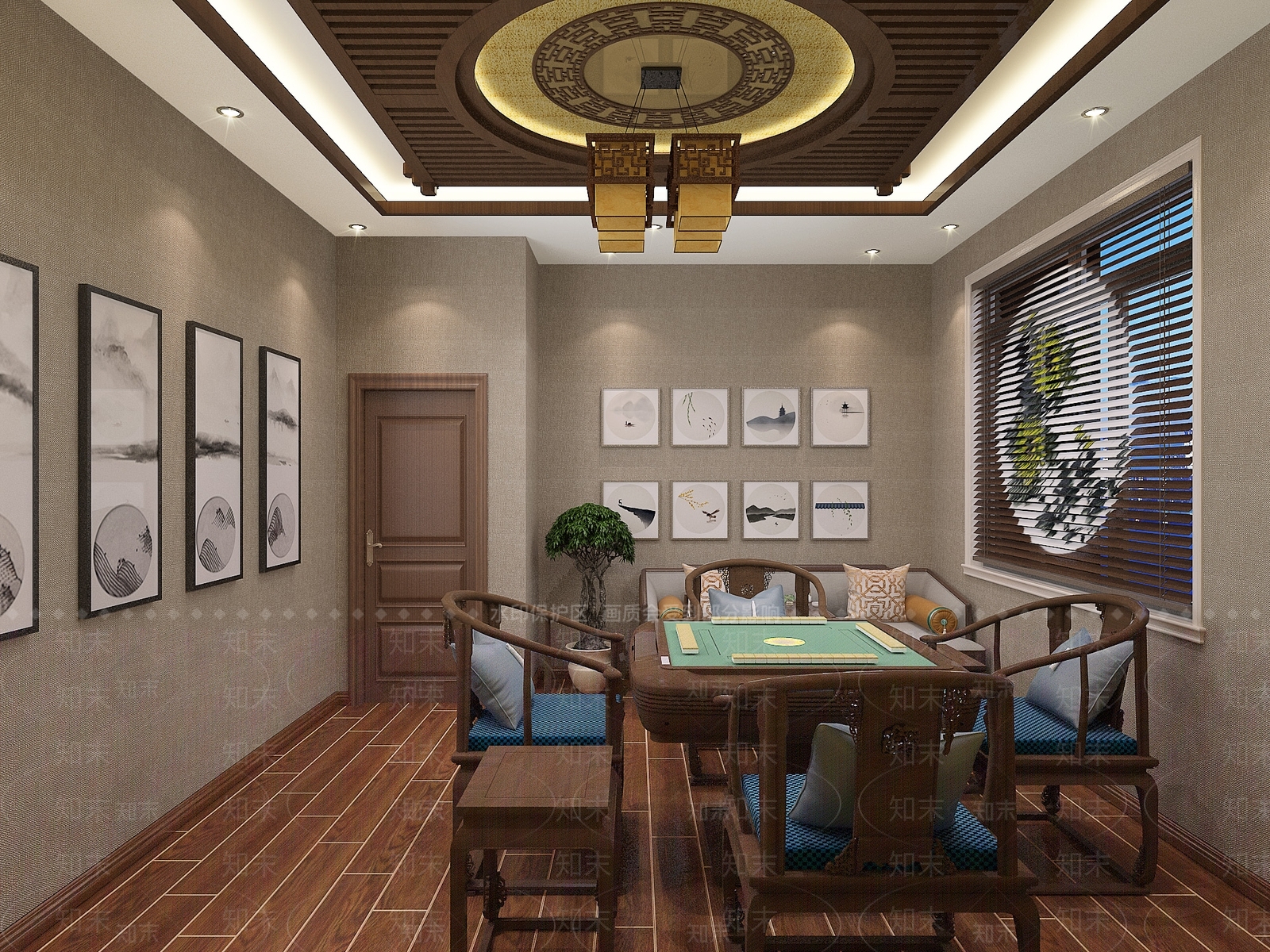 新中式棋牌室3D模型下载【ID:974757937】