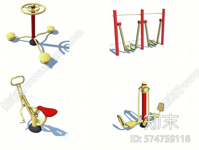 现代风格运动器材组合SU模型下载【ID:574759118】