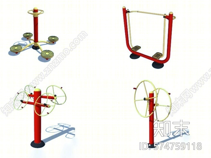 现代风格运动器材组合SU模型下载【ID:574759118】