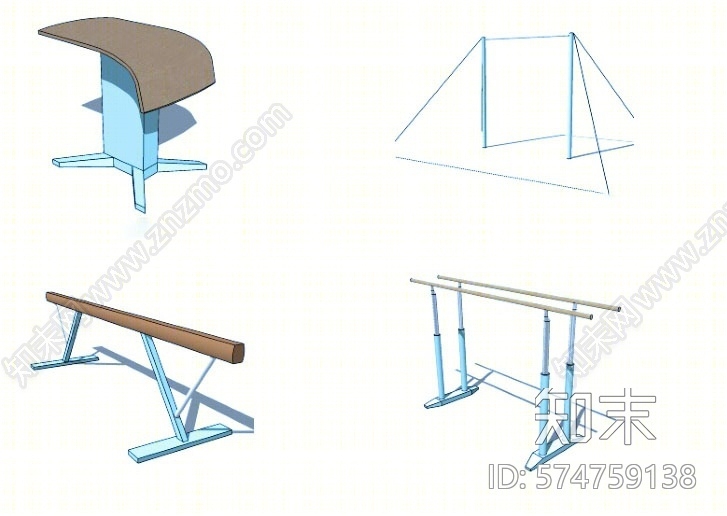 现代风格运动器材组合SU模型下载【ID:574759138】