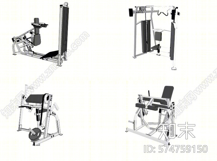 现代风格运动器材组合SU模型下载【ID:574759150】