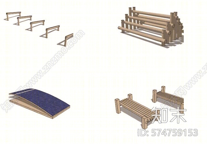 现代风格运动器材组合SU模型下载【ID:574759153】