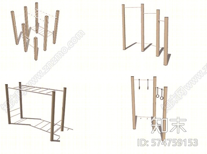 现代风格运动器材组合SU模型下载【ID:574759153】