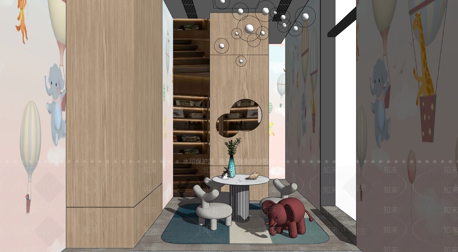 现代风格儿童玩具房SU模型下载【ID:974765383】